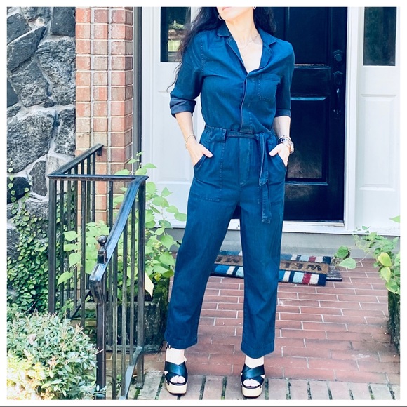 BOHO WORKMAN CHIC JEAN JUMPSUIT WITH POCKETS - Picture 10 of 10